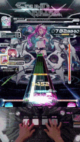 a person is playing a video game called sound pulsex