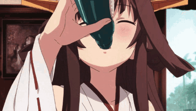 Karuta Roromiya Render, female anime character drinking juice illustration  transparent background PNG clipart | HiClipart