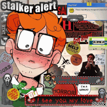 a picture of a cartoon character with the words stalker alert on top