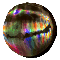 a close up of a rainbow colored sphere with a white background