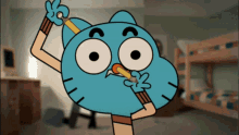 a cartoon character holding a pencil in his mouth