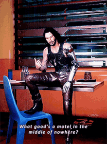 Cyberpunk2077 Johnny Silverhand GIF - Cyberpunk2077 Johnny Silverhand What Goods A Motel In The Middle Of Nowhere GIFs