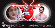 a picture of a man and a woman with the words sai chik on it