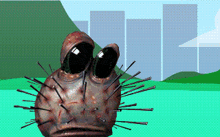 a computer generated image of a cartoon character with spikes on its face
