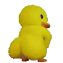 a yellow stuffed animal is standing on its hind legs and looking at the camera on a white background .