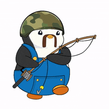army penguin fishing march soldier