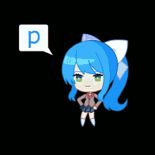 Blue Monika Letter P GIF - Blue Monika Letter P GIFs