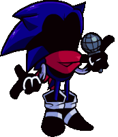a cartoon sonic the hedgehog is holding a microphone and giving a thumbs up .