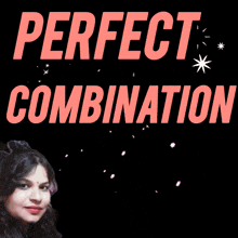 a woman stands in front of a microphone with the words perfect combination above her