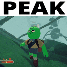 a video game with a green character and the word peak