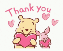 thank you winnie the pooh winnie the pooh and piglet hearts thank you so much