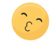 a smiley face is blowing a kiss with a red heart with the letter c on it