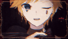 a close up of a person 's face with their eyes closed .