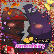 a picture of a man and a purple cat with the words dearest lemonfairy on the bottom