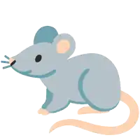 a cartoon drawing of a mouse with a long tail on a white background