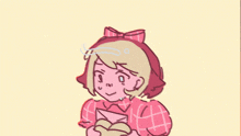 a cartoon drawing of a girl in a pink outfit