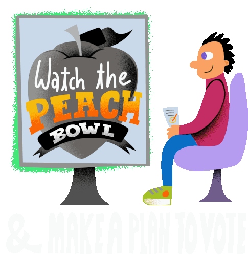 Watch The Peach Bowl Peach Sticker - Watch The Peach Bowl Peach Make A Plan To Vote Stickers