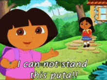 a cartoon of dora the explorer giving a thumbs up and saying " i cannot stand this puta "