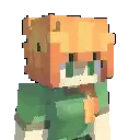 a pixel art drawing of a person with orange hair and green eyes .