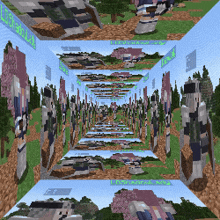 a computer generated image of a video game with the word minecraft on the bottom left