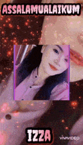 an animated image of a girl with the name izza on it