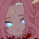 a drawing of a girl with a crescent moon on her forehead says why
