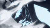 a blue lightning bolt is coming out of a black object
