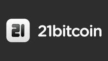 a black and white logo for 21bitcoin on a dark background
