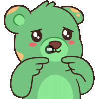 a cartoon of a green teddy bear with a video icon in its mouth