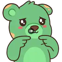 a cartoon of a green teddy bear with a video icon in its mouth