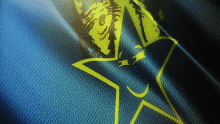 a blue background with a yellow star and a crescent moon