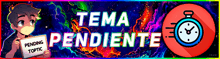 a boy holding a sign that says " tema pendiente "