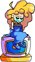 a cartoon of a woman sitting on top of a television