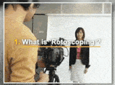 a man is taking a picture of a woman with the words what is rotoscoping