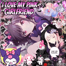 a picture of a girl with the words " i love my pink girlfriend "