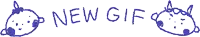 a blue drawing of a rabbit with the words new gif below it