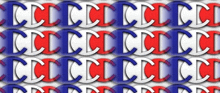 a repeating pattern of red white and blue letters with a white background