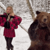 Bear Dance Girl Dance GIF - Bear Dance Girl Dance Girl Dancing With Bear GIFs