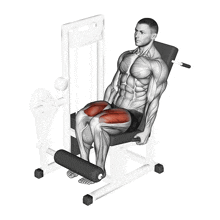a man is sitting on a machine with his muscles highlighted
