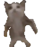 a pixelated image of a dog with its paw up