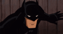 a cartoon drawing of bane with red eyes and a black mask