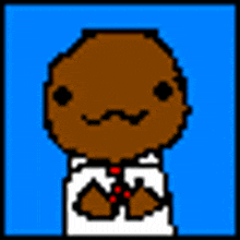 a pixel art of a person wearing a white shirt and a red tie