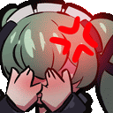 a cartoon of a person holding another person 's butt with a red angry face .