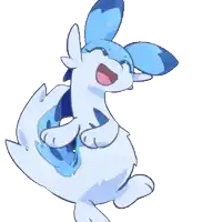 a cartoon drawing of a blue and white fox