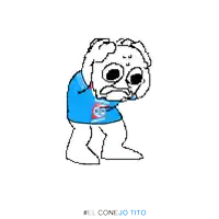 a pixel art of a person wearing a blue shirt that says cruz azul on it
