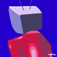 a pixel art drawing of a man with a tv head and a tie