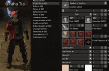 a screenshot of a video game with the name graha tia on the top left
