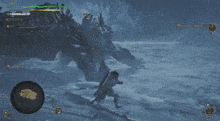 a screenshot of a video game shows a person fighting a monster and says " slay the ice demon "