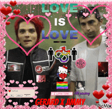 a picture of two men with the words " love is love "