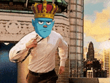 a cartoon character with a crown on their head